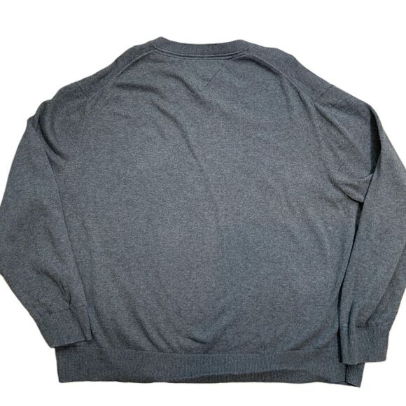 Tommy Hilfiger Gray Long Sleeve Embroidered Logo V Neck Sweater Size 3XL Preppy - Picture 9 of 11